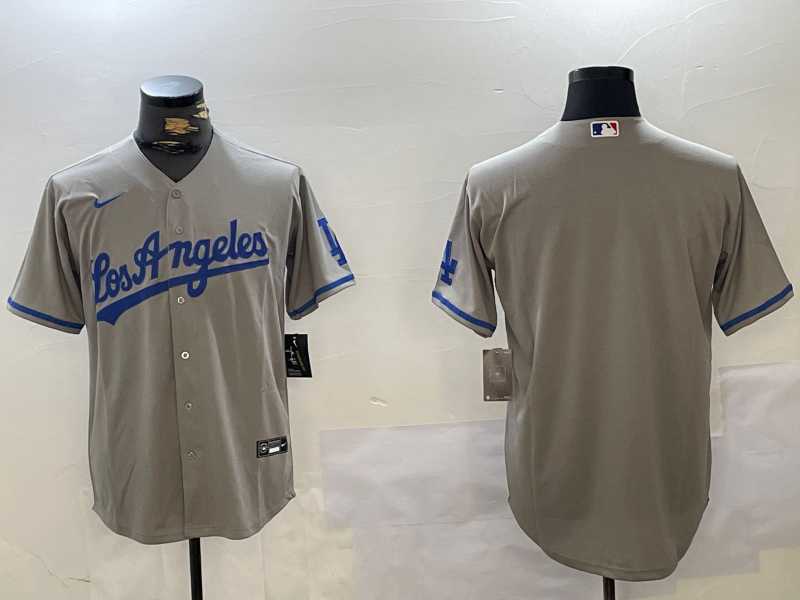 Mens Los Angeles Dodgers Blank Grey With los Cool Base Stitched Jersey